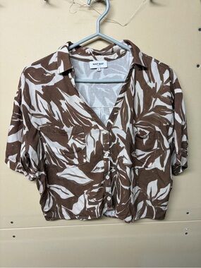 2/$30⚡️- SHIRT | Women’s Naf Naf cropped button up shirt size large